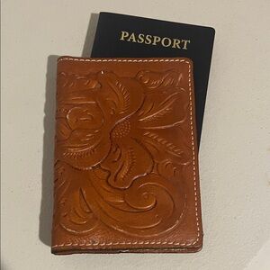 Patricia Nash Embossed Brown Leather Passport Holder